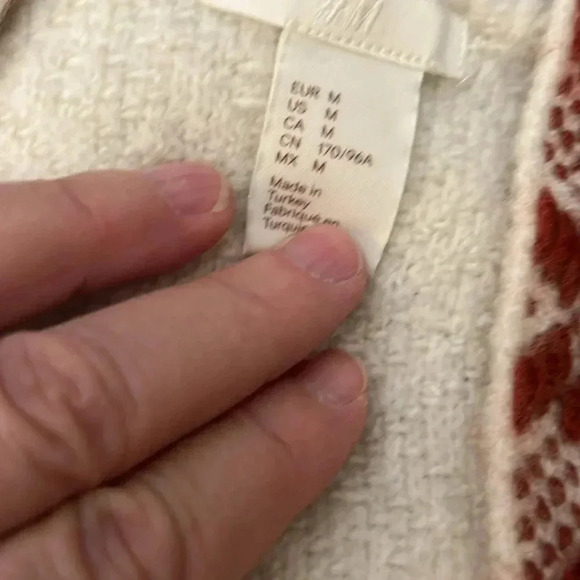 H&M Boho Sweater Brown Black Aztec Trim Size Medium - Picture 2 of 4